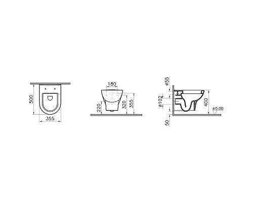 Купить Унитаз подвесной с сиденьем стандарт Vitra Zentrum 5785B003-6076 в магазине сантехники Santeh-Crystal.ru