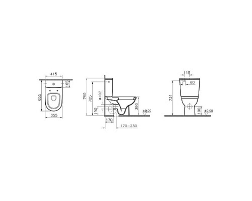 Купить Унитаз-компакт с сиденьем стандарт Vitra Form 300 9729B003-1162 в магазине сантехники Santeh-Crystal.ru