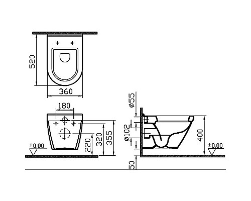 Купить Унитаз подвесной с сиденьем микролифт Vitra S50 5318B003-6039 в магазине сантехники Santeh-Crystal.ru