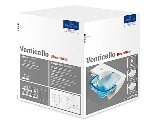 Купить Подвесной безободковый унитаз с сиденьем микролифт Villeroy & Boch Venticello 4611RL01 в магазине сантехники Santeh-Crystal.ru