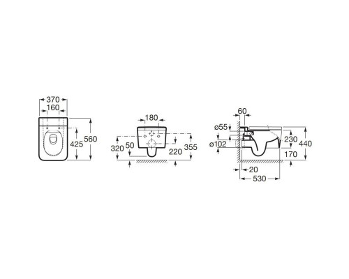Приобрести Подвесной безободковый унитаз Roca Inspira 346537000 в магазине сантехники Santeh-Crystal.ru