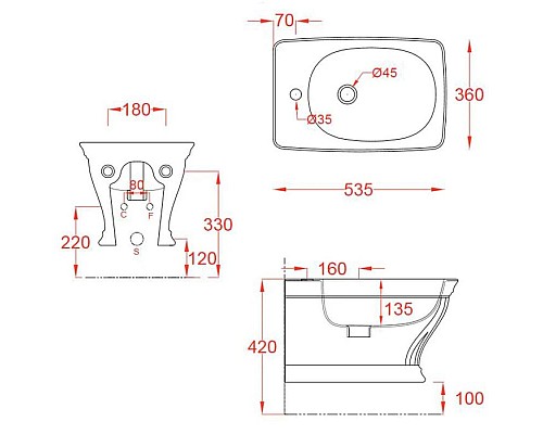 Приобрести Подвесное биде Artceram Civitas CIB001 01 00 bix1 в магазине сантехники Santeh-Crystal.ru