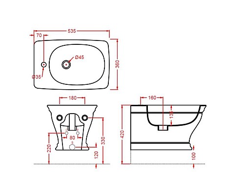 Приобрести Подвесное биде Artceram Civitas CIB001 34 00 CIB001 34 00 grigio acquarellox1 в магазине сантехники Santeh-Crystal.ru