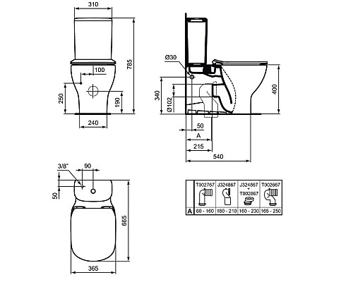 Приобрести Унитаз-компакт безободковый с сиденьем микролифт Ideal Standard Tesi T0082V1 в магазине сантехники Santeh-Crystal.ru