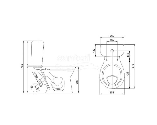 Заказать Унитаз-компакт с сиденьем Santeri Victoria 1.P301.6.S01.00B.F (4607143311299) в магазине сантехники Santeh-Crystal.ru