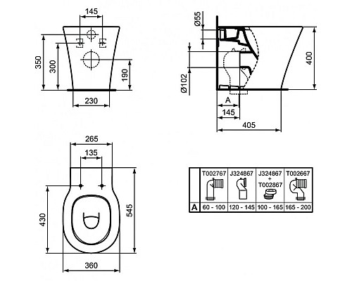 Купить Приставной унитаз Ideal Standard Connect Air AquaBlade E0042V3 в магазине сантехники Santeh-Crystal.ru