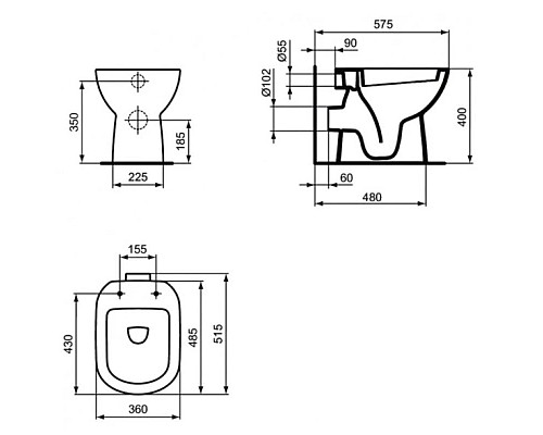 Купить Приставной унитаз Ideal Standard I.Life A T467301 в магазине сантехники Santeh-Crystal.ru