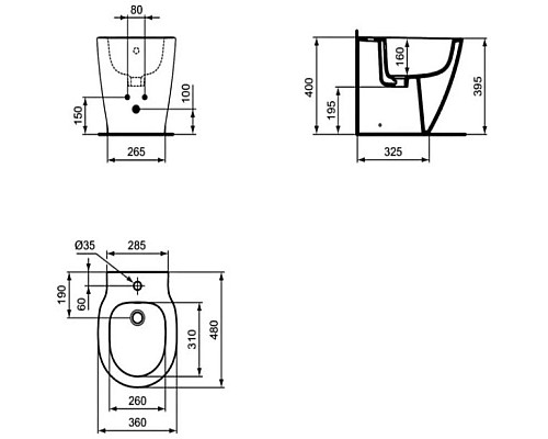 Заказать Биде напольное Ideal Standard Connect Space E120001 в магазине сантехники Santeh-Crystal.ru