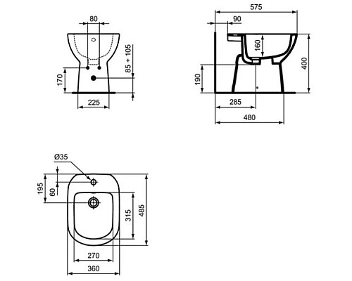 Купить Биде напольное Ideal Standard Tempo T510201 в магазине сантехники Santeh-Crystal.ru