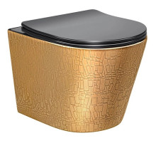 Унитаз подвесной Vincea Piatti VT1-11G1B безободковый, с сиденьем микролифт, золотой/черный глянец