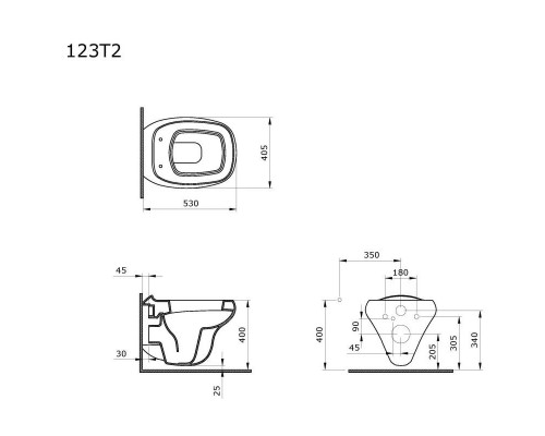 Купить Подвесной безободковый унитаз Ambassador Diamond 123T20001R в магазине сантехники Santeh-Crystal.ru