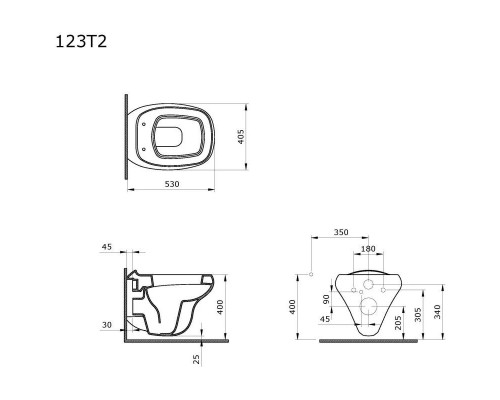 Заказать Подвесной безободковый унитаз Ambassador Diamond 123T20101R в магазине сантехники Santeh-Crystal.ru