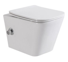 Подвесной безободковый унитаз с функцией биде с сиденьем микролифт BelBagno Due BB3103CHR-BS/SC