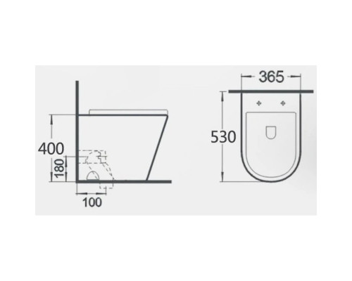 Заказать Приставной безободковый унитаз с сиденьем микролифт GID TRS-263BM в магазине сантехники Santeh-Crystal.ru