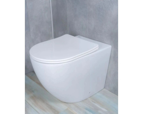 Приобрести Приставной безободковый унитаз с сиденьем микролифт GID TRS-269 в магазине сантехники Santeh-Crystal.ru