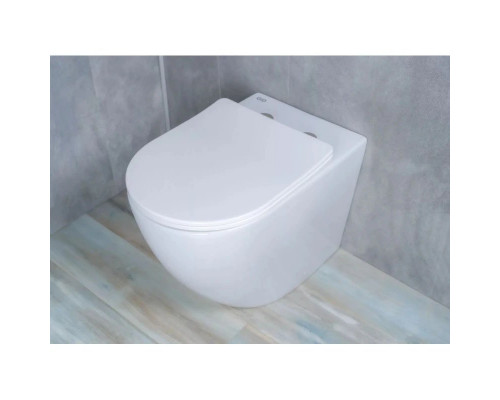 Приобрести Приставной безободковый унитаз с сиденьем микролифт GID TRS-269 в магазине сантехники Santeh-Crystal.ru