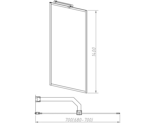 Шторка на ванну Vincea VSB-41700CLGM 70 см, профиль вороненая сталь, стекло рифленое