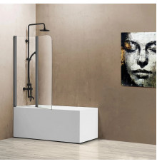 Шторка на ванну Vincea VSB-12114CLGM 114 см, профиль вороненая сталь, стекло прозрачное