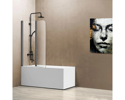 Шторка на ванну Vincea VSB-12114CLGM 114 см, профиль вороненая сталь, стекло прозрачное