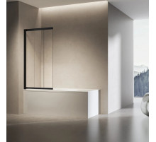 Шторка для ванны Vincea VSB-6E900CLB-L 90 см L, профиль черный матовый, стекло прозрачное