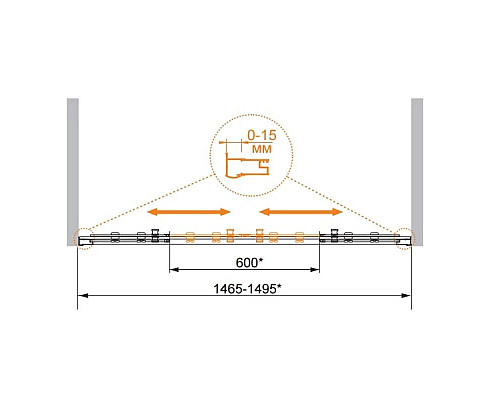 Заказать Шторка для ванны Cezares Pratico 150 см текстурное стекло PRATICO-VF-2-150/140-P-Cr в магазине сантехники Santeh-Crystal.ru