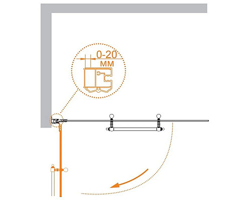 Заказать Шторка для ванны Cezares Retro 81 см прозрачное c матовым узором стекло RETRO-A-V-1-80/145-CP-G-R в магазине сантехники Santeh-Crystal.ru