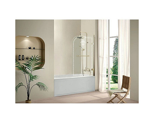 Заказать Шторка для ванны Cezares Retro 81 см прозрачное c матовым узором стекло RETRO-A-V-1-80/145-CP-G-R в магазине сантехники Santeh-Crystal.ru