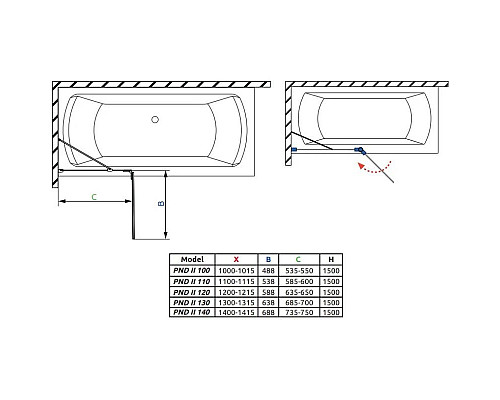 Заказать Шторка для ванны Radaway Essenza New Black PND II 110 L прозрачное в магазине сантехники Santeh-Crystal.ru