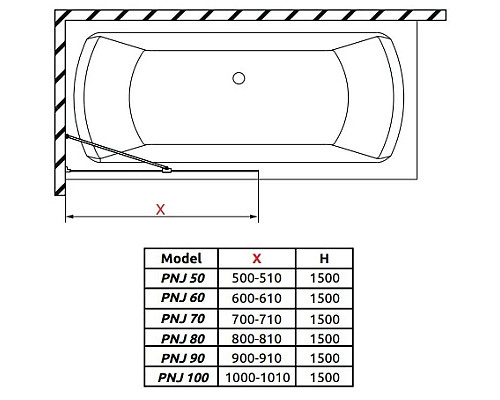 Купить Шторка для ванны Radaway Idea Black PNJ 90 прозрачное в магазине сантехники Santeh-Crystal.ru