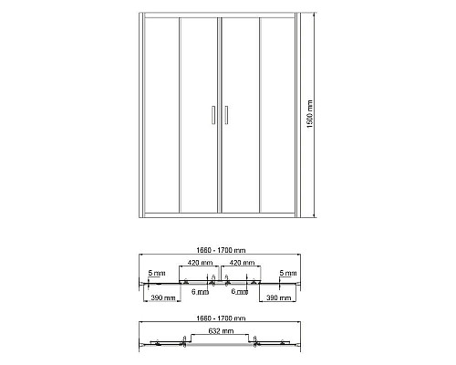 Купить Шторка для ванны 170 см WasserKRAFT Amper 29S02-170 прозрачное в магазине сантехники Santeh-Crystal.ru