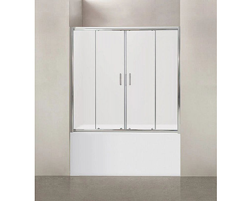 Купить Шторка для ванны 150 см BelBagno Uno UNO-VF-2-150/145-M-Cr матовое в магазине сантехники Santeh-Crystal.ru