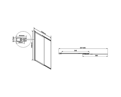 Заказать Шторка для ванны 99 см Vincea VSB-1E100CLB прозрачное в магазине сантехники Santeh-Crystal.ru