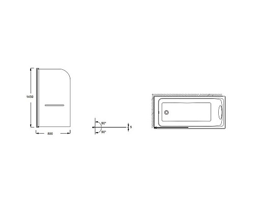 Заказать Шторка для ванны 80 см Jacob Delafon Odeon-Up E4932-BL прозрачное в магазине сантехники Santeh-Crystal.ru