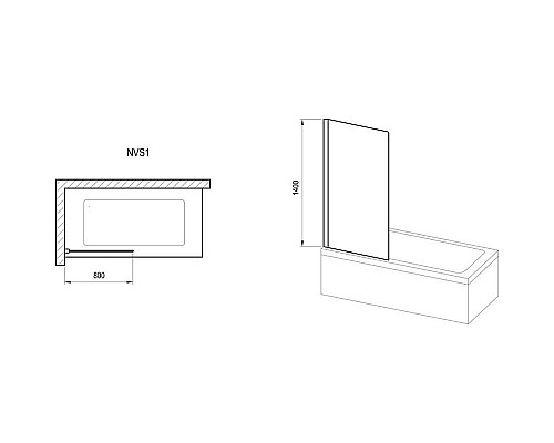 Заказать Шторка для ванны 80 см Ravak NVS1 7O840100Z1 прозрачное в магазине сантехники Santeh-Crystal.ru