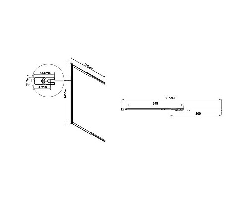Купить Шторка для ванны 99 см Vincea VSB-1E100CLGM прозрачное в магазине сантехники Santeh-Crystal.ru