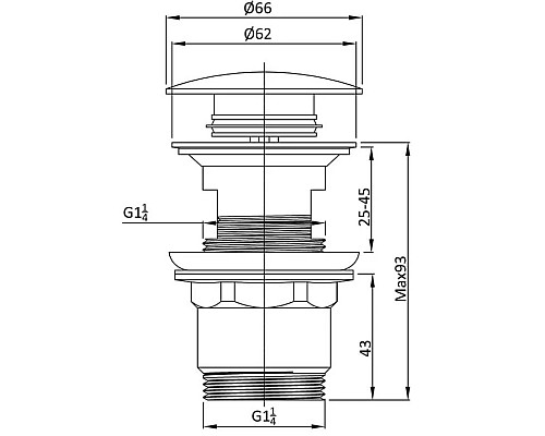 Донный клапан Vincea DPU-1B01MB