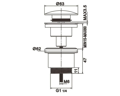 Купить Донный клапан Rose RS31H в магазине сантехники Santeh-Crystal.ru