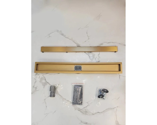 Душевой трап (лоток) AltroBagno Beni aggiuntivi AltroBagnoFD071215OrSp 80 см, с решеткой, 2 в 1 под плитку, золотой матовый