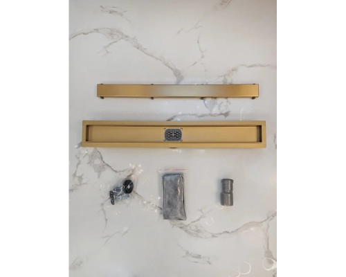 Душевой трап (лоток) AltroBagno Beni aggiuntivi AltroBagnoFD071212OrSp 70 см, с решеткой, 2 в 1 под плитку, золотой матовый