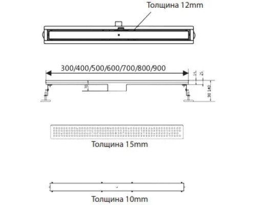 Душевой трап (лоток) AltroBagno Beni aggiuntivi AltroBagnoFD071211NeOp 70 см, с решеткой, 2 в 1 под плитку, черный матовый