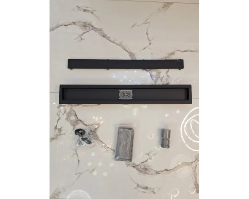 Душевой трап (лоток) AltroBagno Beni aggiuntivi AltroBagnoFD071211NeOp 70 см, с решеткой, 2 в 1 под плитку, черный матовый