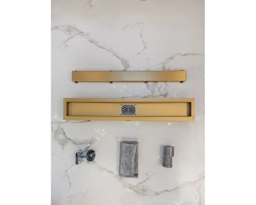 Душевой трап (лоток) AltroBagno Beni aggiuntivi AltroBagnoFD071209OrSp 60 см, с решеткой, 2 в 1 под плитку, золотой матовый