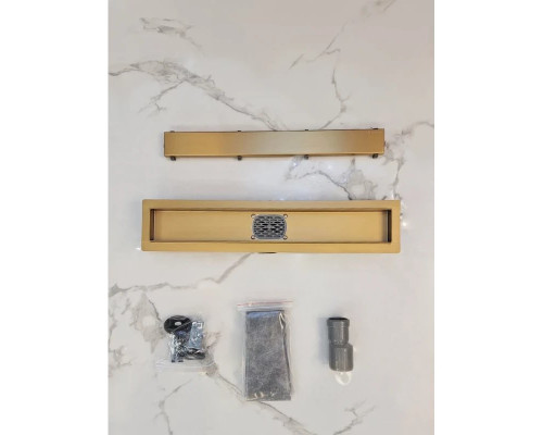 Душевой трап (лоток) AltroBagno Beni aggiuntivi AltroBagnoFD071206OrSp 50 см, с решеткой, 2 в 1 под плитку, золотой матовый