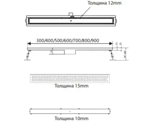 Душевой трап (лоток) AltroBagno Beni aggiuntivi AltroBagnoFD071205NeOp 50 см, с решеткой, 2 в 1 под плитку, черный матовый