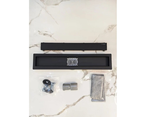 Душевой трап (лоток) AltroBagno Beni aggiuntivi AltroBagnoFD071205NeOp 50 см, с решеткой, 2 в 1 под плитку, черный матовый