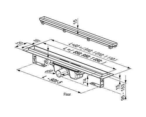 Купить Душевой канал 950 мм под плитку Ravak Floor X01431 в магазине сантехники Santeh-Crystal.ru
