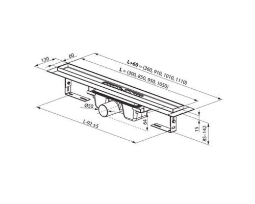 Купить Душевой канал 1050 мм Ravak 10° X01578 в магазине сантехники Santeh-Crystal.ru