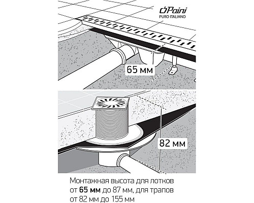 Заказать Душевой канал 850 мм 2 в 1 с основой под плитку Paini Klasik CH850K в магазине сантехники Santeh-Crystal.ru