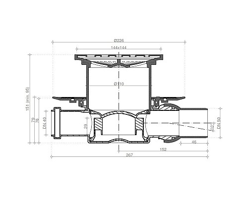 Заказать Душевой трап 144x144/50 мм хром Pestan Confluo Standard Square 3 13000007 в магазине сантехники Santeh-Crystal.ru