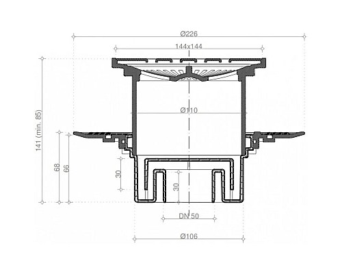 Приобрести Душевой трап 144x144/50 мм хром Pestan Confluo Standard Square Vertical 13000019 в магазине сантехники Santeh-Crystal.ru